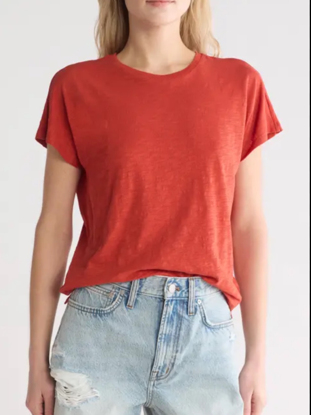 Madewell Vintage Slub Tee In Dark Orange Size Medium 100% Cotton